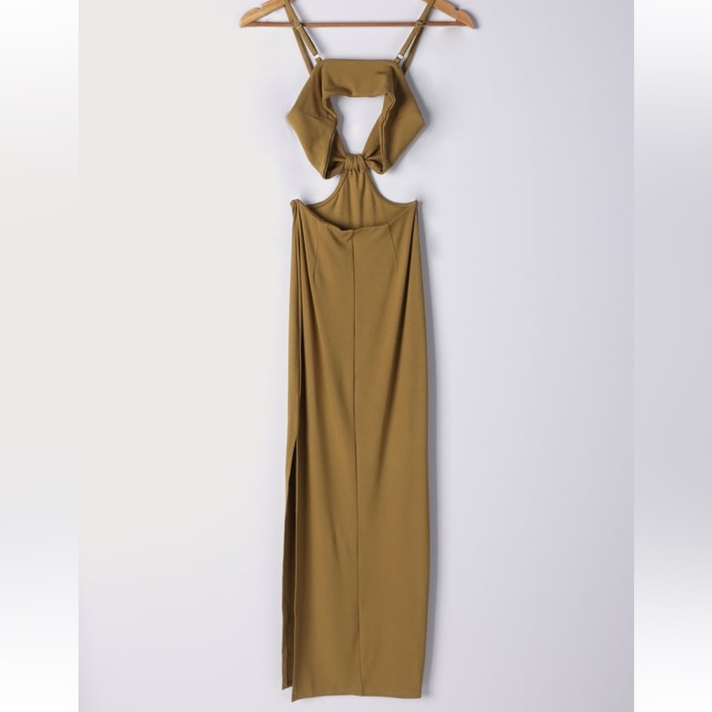 A9 - 479 Lulus Opening Night Olive Green Cutout Bodycon maxi dress size medium - Picture 6 of 14